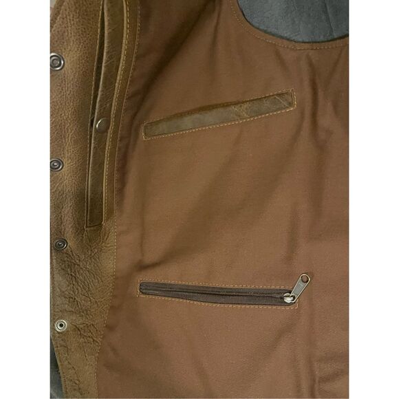 Coronado Leather Mens Vest 48Tall Cut Bison Concealed Carry Pockets Nickel snaps - Picture 12 of 16